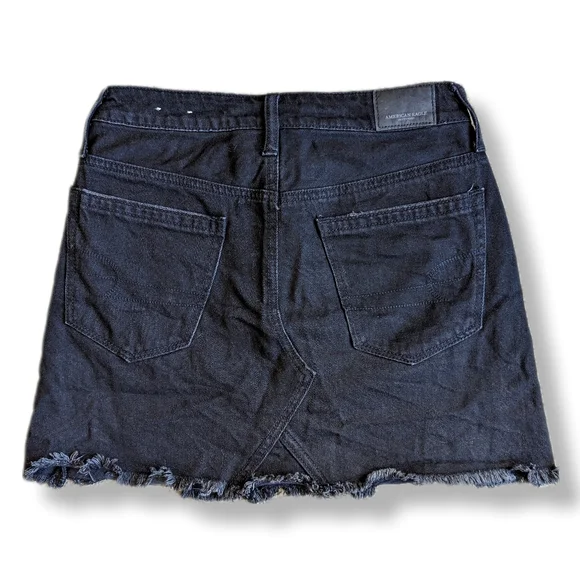 Black American Eagle Denim Mini with Button Front Closure sz 00 - Picture 2 of 3